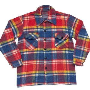 Vintage Wool Blend Plaid Button-Up Jacket